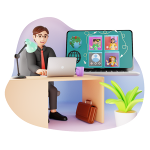 Online Business Meeting 3d Character illustration