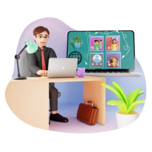 Online Business Meeting 3d Character illustration